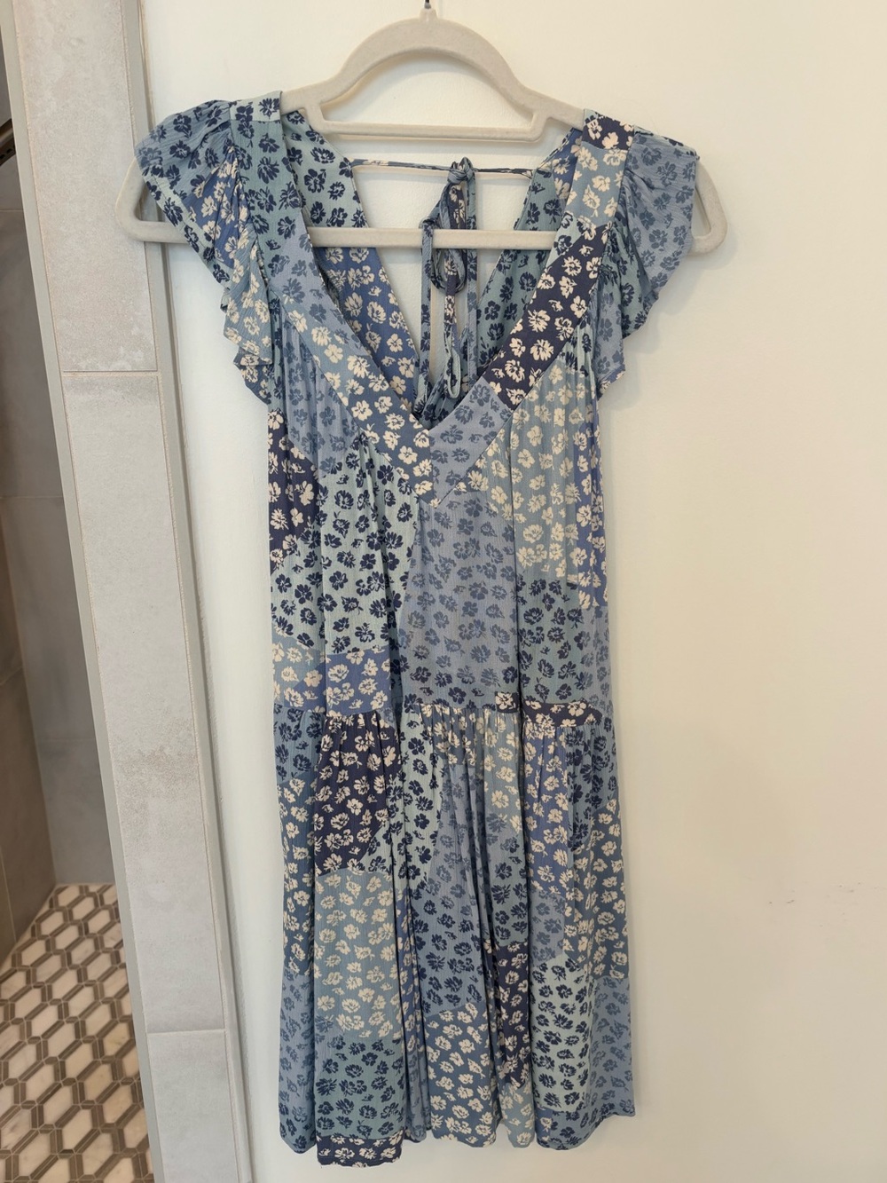 Blue Floral Mini Swing Dress